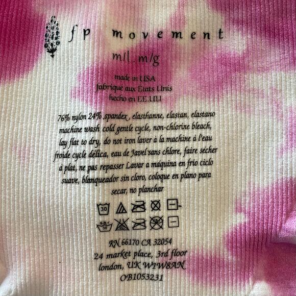 FP MOVEMENT NWOT ACTIVEWEAR SPORTS BRA CAMI GOOD KARMA CROP TOP TIE DYE PINK - Picture 9 of 10